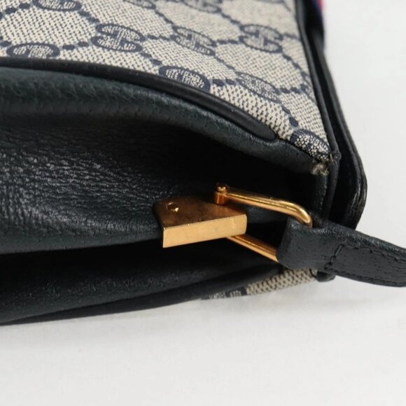 GUCCI GG Supreme Sherry Line Shoulder Bag PVC Navy Gold - Picture 10 of 16